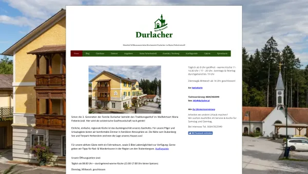 Website Screenshot: Gasthof Durlacher Gasthof Pension Taxi - Kirchenwirt Durlacher - Gasthof, Pension - Date: 2023-06-22 15:10:52