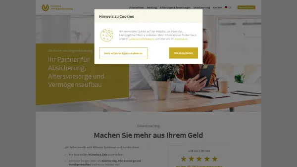 Website Screenshot: Deutsche Vermögensberatung Bank AG - DVAG: Absicherung, Altersvorsorge und Vermögensaufbau - Date: 2023-06-22 15:10:52