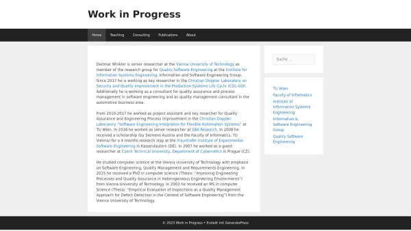 Website Screenshot: Dietmar Winkler Quality Consulting - Work in Progress – Eine weitere WordPress-Website - Date: 2023-06-22 15:00:19