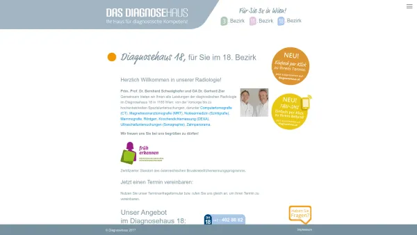 Website Screenshot: DZIW Diagnostik-Zentrum in Währing - Ihre Radiologie in 1180 Wien - Diagnosehaus 18 - Date: 2023-06-22 15:00:19