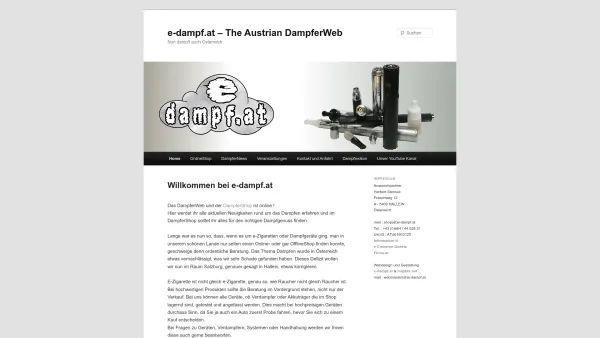Website Screenshot: e-dampf.at The Austrian DampferShop - e-dampf.at – The Austrian DampferWeb | Nun dampft auch Österreich - Date: 2023-06-15 16:02:34