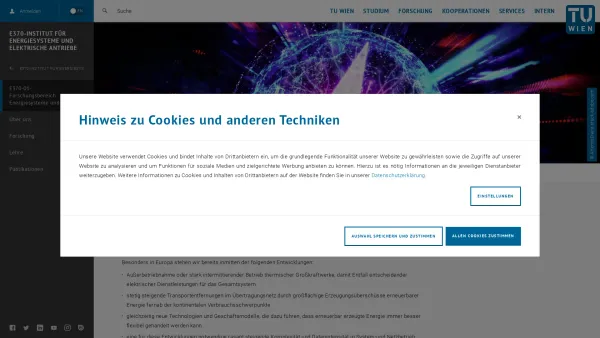 Website Screenshot: Institut für Elektrische Anlagen und Energiewirtschaft - E370-01-Forschungsbereich Energiesysteme und Netze | TU Wien - Date: 2023-06-22 15:00:19