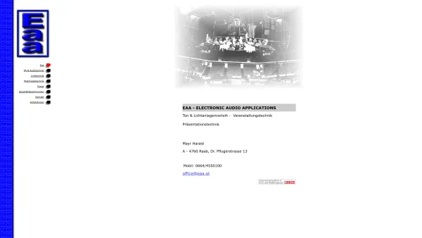 Website Screenshot: EAA Ton u. Lichtanlagen Verleih, Handel, Service - EAA - Electronic Audio Applications - Date: 2023-06-14 10:47:24