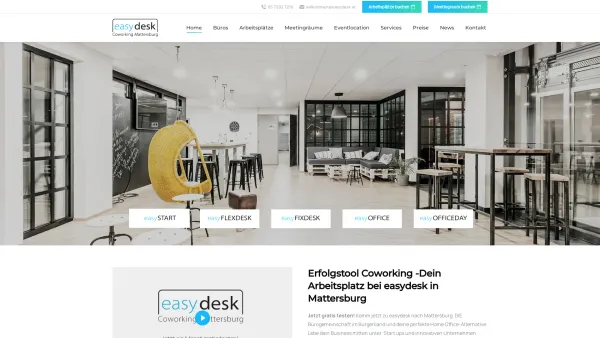 Website Screenshot: easydesk - Coworking bei easydesk - dein flexibler Arbeitsplatz in Mattersburg - Date: 2023-06-14 10:46:41
