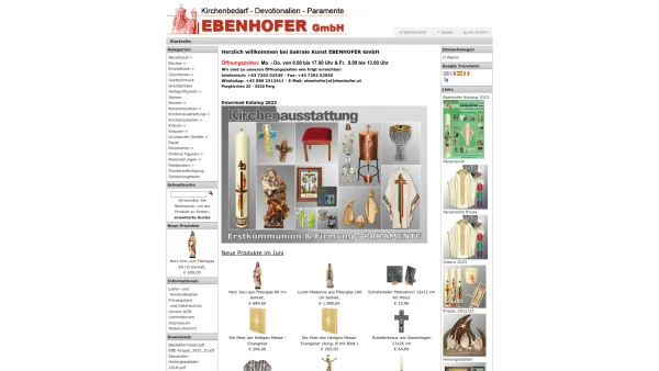 Website Screenshot: ebenhofer.at - Sakrale Kunst EBENHOFER GmbH - Date: 2023-06-22 15:10:52