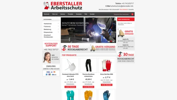 Website Screenshot: Eberstaller Gesellschaft m.b.H. Arbeits & Sicherheitshandschuhe - Startseite - Date: 2023-06-22 15:11:10
