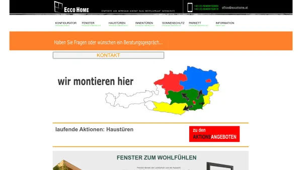 Website Screenshot: ECCO HOME e.U. - ECCO HOME - Fenster Preise, Haustüren und Sonnenschutz - Date: 2023-06-15 16:02:34