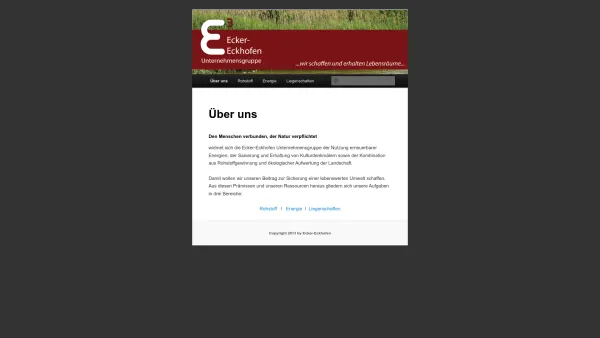 Website Screenshot: Ecker Eckhofen Energie GmbH - Ecker-Eckhofen Unternehmensgruppe | Wir schaffen und erhalten Lebensräume - Date: 2023-06-15 16:02:34