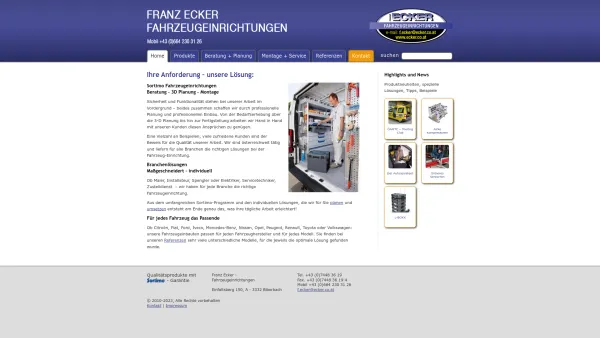 Website Screenshot: Franz Ecker Fahrzeug und Betriebseinrichtungen - Franz Ecker - Fahrzeugeinrichtungen | A -3332 Biberbach - Date: 2023-06-22 15:11:10