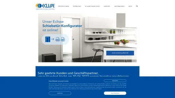 Website Screenshot: ECLISSE GmbH Schiebetüren und Einbauelemente für Schiebetüren - Eclisse Schiebetüren & Glasschiebetüren | Schiebetürkasten | Schiebetürelement - ECLISSE GmbH - Date: 2023-06-22 15:11:10