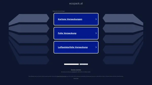 Website Screenshot: VTB-Ecopack Olin Co Ecopack - ecopack.at - Diese Website steht zum Verkauf! - Informationen zum Thema ecopack. - Date: 2023-06-22 15:00:20
