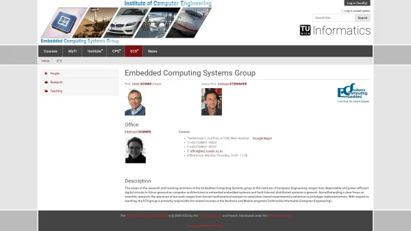 Website Screenshot: Institut f technische Informatik d TU Embedded Computing Systems Group - Embedded Computing Systems Group — Institute of Computer Engineering (E191) - Date: 2023-06-22 15:00:20