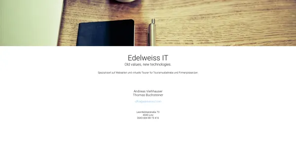 Website Screenshot: Andreas Viehhauser Edelweiss IT - Edelweiss IT. Old values, new technologies. - Date: 2023-06-14 10:39:34