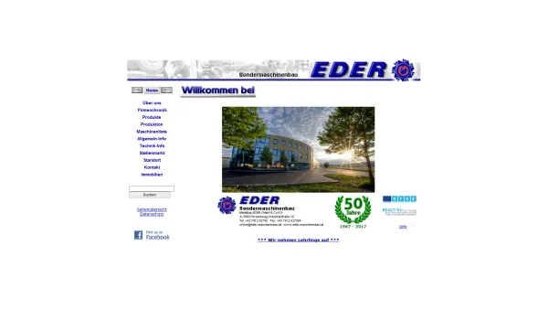 Website Screenshot: Metallbau EDER GmbH & Co KG - EDER Sondermaschinenbau, CNC-Fräsen, Schweißkonstruktionen,CNC-Drehen, Flachschleifen, Neumaschinen, Modernisierung, Reparatur - Date: 2023-06-22 15:00:20