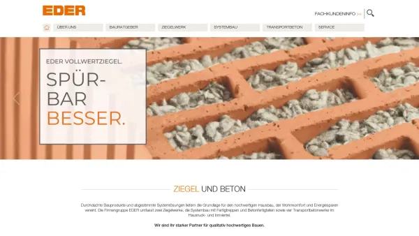 Website Screenshot: Ziegelwerk Eder GmbH & Co KG - Ziegelwerk Systembau Transportbeton Eder - Ziegel Eder Österreich - Date: 2023-06-22 15:11:10