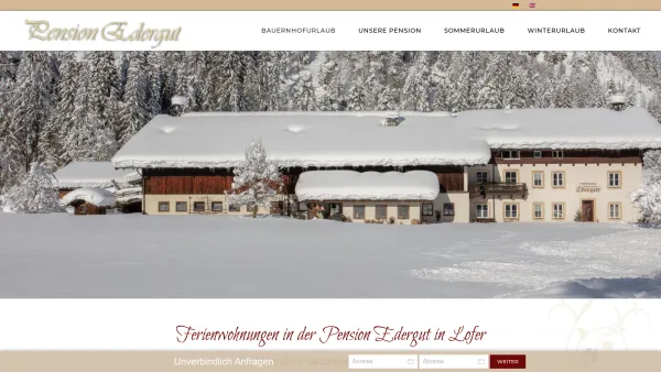 Website Screenshot: Edergut Lofer Bauernhof - Bauernhofurlaub in der Pension Edergut in Lofer | Urlaub in der Pension im Salzburger Saalachtal - Date: 2023-06-14 10:39:34
