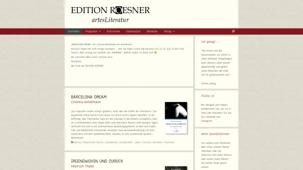 Website Screenshot: edition-roesner.at - EDITION ROESNER - artes Literatur - Date: 2023-06-14 10:39:34