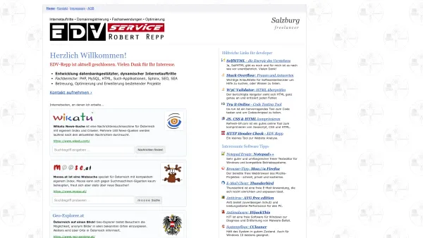Website Screenshot: EDV-Service Robert Repp - EDV Repp in Salzburg - Internetauftritte, Optimierung und mehr - Date: 2023-06-14 10:47:24