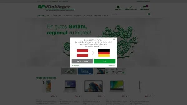 Website Screenshot: EP KICKINGER - EP: Über 100 Elektrofachhändler in Österreich - Date: 2023-06-22 15:10:52