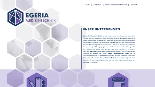 Website Screenshot: Egeria Medien+WerbeAgentur - Egeria Medizintechnik | NPWT / UNTERDRUCKTHERAPIE - BANDAGIST - Date: 2023-06-22 15:00:20