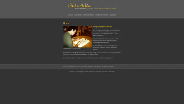 Website Screenshot: Ehrenurkunden in 100% Handarbeit - Kalligrafisches Atelier Gerhard Hofer - Date: 2023-06-14 10:39:34
