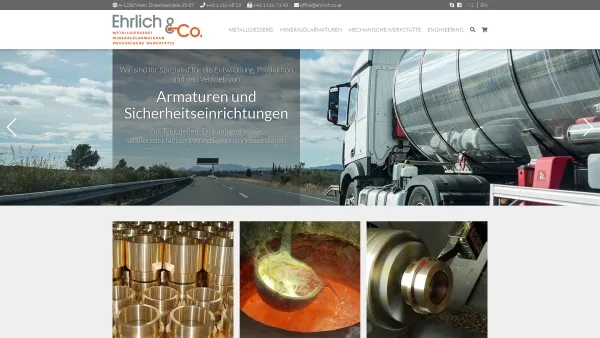 Website Screenshot: Ehrlich GmbH - Ehrlich & Co - Metallgiesserei - Mineralölarmaturen - Mechanische Werkstätte - Engineering - Date: 2023-06-22 15:00:20