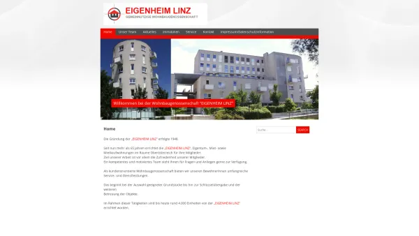 Website Screenshot: Gemeinnützige Wohnbaugenossenschaft Eigenheim Linz registrierte Genossenschaft mit beschränkter WBG Eigenheim - EIGENHEIM LINZ – Gemeinnützige Wohnbaugenossenschaft - Date: 2023-06-15 16:02:34