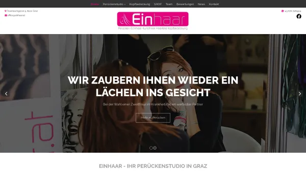 Website Screenshot: EINHAAR Gudrun Schinagl - Perücken für Chemo-Patienten in Graz - Date: 2023-06-22 15:13:18