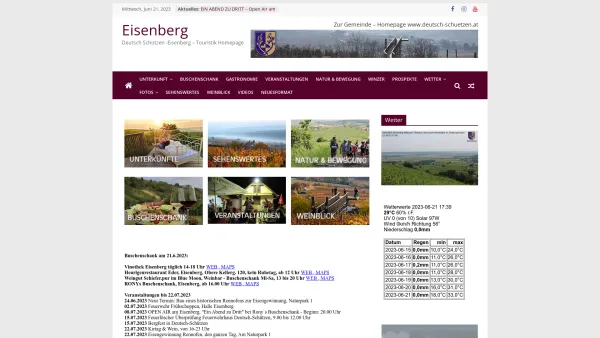Website Screenshot: Gemeindeamt Deutsch Eisenberg Deutsch Schützen Weinbau Rotweinbau - Eisenberg – Deutsch Schützen -Eisenberg – Touristik Homepage - Date: 2023-06-22 15:13:18