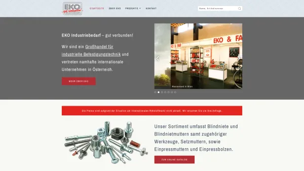 Website Screenshot: EKO Webdesign - EKO Industriebedarf - Großhandel für Befestigungstechnik in Schiefling - Date: 2023-06-22 15:00:20