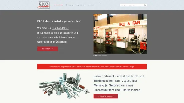 Website Screenshot: EKO Befestigungstechnik GmbH - EKO Industriebedarf - Großhandel für Befestigungstechnik in Schiefling - Date: 2023-06-22 15:00:20