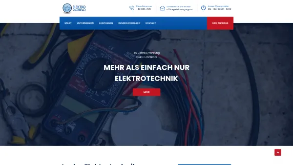 Website Screenshot: Elektro-Gorgo Wien Oesterreich Elektrotechnik Elektroinstallationen Netzwerke - ELEKTRO GORGO | Elektroinstallation seit 40 Jahren - Date: 2023-06-22 15:00:21