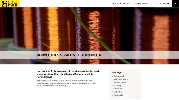 Website Screenshot: bei Elektro Hoch - Kompetentes Service seit Jahrzehnten - Elektro Hoch GmbH - Date: 2023-06-22 15:00:21
