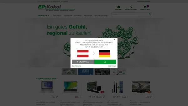 Website Screenshot: EPKokol - EP: Über 100 Elektrofachhändler in Österreich - Date: 2023-06-22 15:13:18