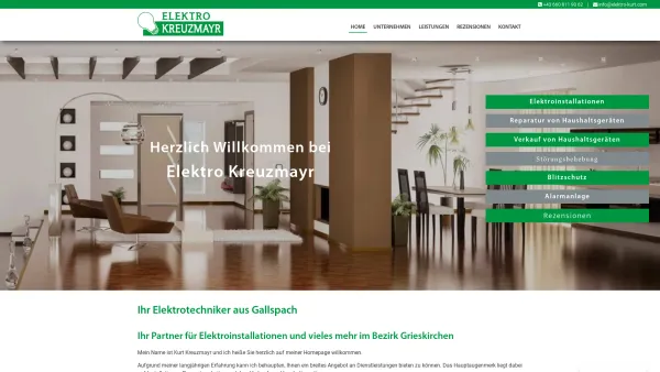 Website Screenshot: Elektro Kreuzmayr Gallspach  - Elektro Kreuzmayr - Ihr Elektriker im Bezirk Grieskirchen - OÖ - Date: 2023-06-15 16:02:34