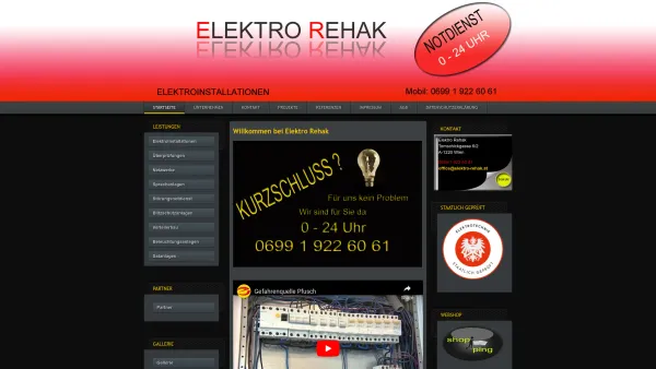 Website Screenshot: Störungsdienst Elektro Rehak - Startseite - Date: 2023-06-14 16:34:48