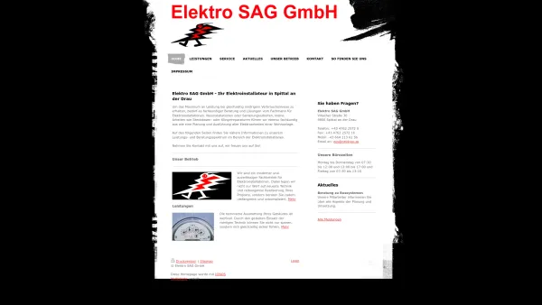 Website Screenshot: Elektro SAG GmbH Istallations und Regeltechnik - Elektro SAG GmbH - Home - Date: 2023-06-22 15:11:12
