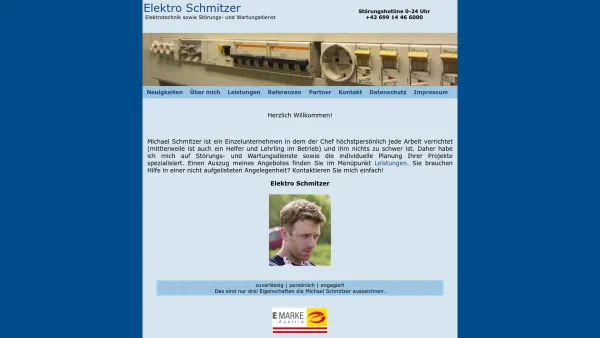 Website Screenshot: Elektro Schmitzer - Elektro-Schmitzer | Elektriker Störungsdienst 0-24 Uhr | Nodendorf A-2116 Bezirk Mistelbach im Weinviertel - Date: 2023-06-15 16:02:34