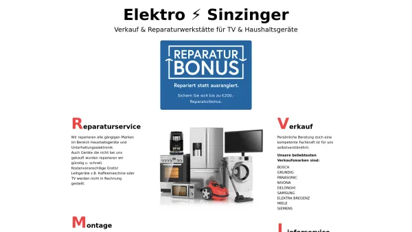 Website Screenshot: Video Elektro-Service Sinzinger - Elektro ⚡ Sinzinger - Date: 2023-06-22 15:10:53