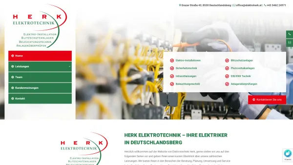 Website Screenshot: Herk Elektrotechnik - Elektriker in Deutschlandsberg, Steiermark - Herk Elektrotechnik - Date: 2023-06-14 10:39:37
