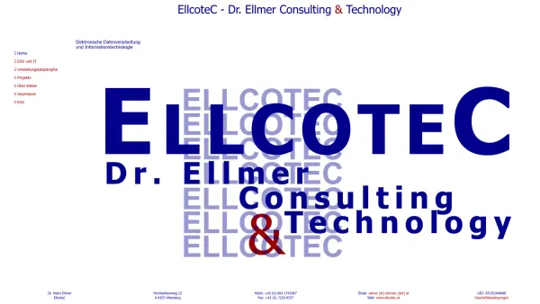 Website Screenshot: Physik Mathematik EDV IT EllcoteC Dr. Ellmer Consulting Technology technisches Büro Ingenieurbüro für technische Physik und Mathem - EllcoteC - Dr. Ellmer Consulting and Technology - Date: 2023-06-22 15:00:21