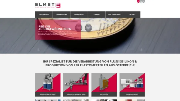 Website Screenshot: ELMET Elastomer GmbH - LSR, Elastomer, Dosiersystem, Turnkey, Werkzeugbau u.v.m - Elmet - Date: 2023-06-22 15:00:21