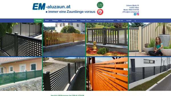 Website Screenshot: EM-Aluzaun - EM-ALUZAUN – Zaun-, Tor- und Balkonsysteme - Date: 2023-06-15 16:02:34