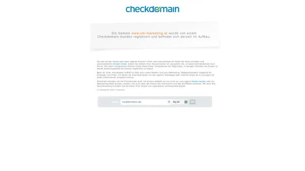 Website Screenshot: Manfred EM-Marketing - Checkdomain Parking - www.em-marketing.at - Date: 2023-06-22 15:00:21