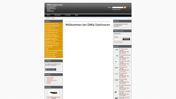 Website Screenshot: EMKA-Stahlwaren *** Ing. Christian Mrvka - EMKA Stahlwaren - Messer Scheren Haushaltsartikel Taschenmesser Outdoor Schwerter Sportwaffen Lesescheren - Date: 2023-06-14 10:37:27