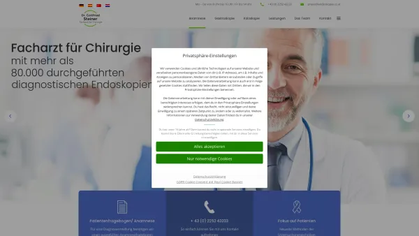 Website Screenshot: Dr. Gottfried Steiner - Facharzt für Chirurgie Dr. Gottfried Steiner - Endoskopie - Date: 2023-06-15 16:02:34