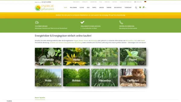 Website Screenshot: Energiepflanzen.at Energie & Wärme aus Biomasse - Energiepflanzen.com: Energiehölzer & Energiegräser online kaufen - Date: 2023-06-22 15:00:25
