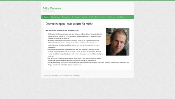 Website Screenshot: Übersetzungen Deutsch-Englisch Mike Delaney. www.englisch-uebersetzen.com - Übersetzungen - was spricht für mich? - Mike Delaney - Date: 2023-06-22 15:00:26
