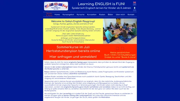 Website Screenshot: Gaby's English Playgroup Spielerisch Englisch lernen für Babys und Kinder ab 0 Jahren - Gaby's English Playgroup | Home - Date: 2023-06-22 15:00:26