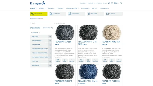Website Screenshot: Ensinger Sintimid GmbH, Geschäftsbereich Compounds - Compounds | Ensinger - Date: 2023-06-26 10:26:16
